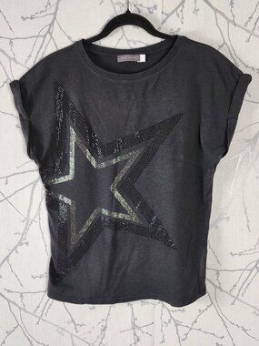 Mint Velvet Star Rhinestone Cotton Loose Fit Tee
